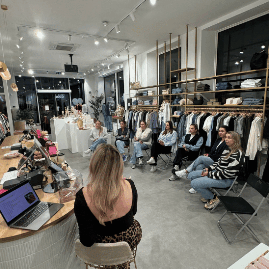 Colleagues at the My Jewellery Boutique in Middelburg having a team evening and listening to the Store Manager.